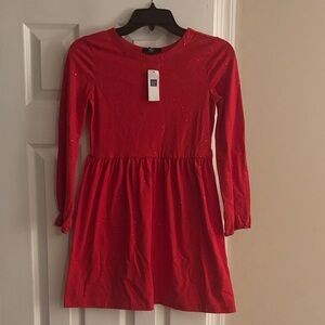 GAP Red Sparkle Long Sleeve Kids Dress